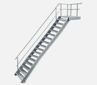 Ocelové pozinkované schodiště – 16 schodů, podesta, zábradlí