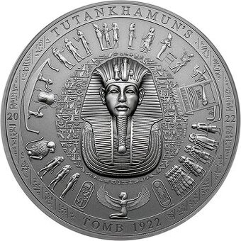 Stříbrná mince 3 oz Tutanchamonova hrobka 2022 Antique Stand
