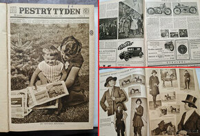 Svázané časopisy Pestrý týden 1928 auto moto móda reklamy