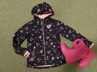 Softshellová bunda vel. 128 a gumáky Crosc vel. 31/32