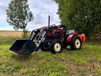 Malotraktor s čelním nakladačem a mulčovačem, Yanmar 1401D