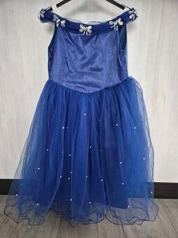 Modré princeznovské šaty dívčí vel. 134cm, 7-8 let