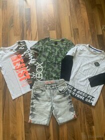 Kraťasy + 3 ks triček vel.134