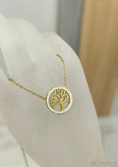 Řetízek „Strom života“ z chirurgické oceli se zirkony, 14k