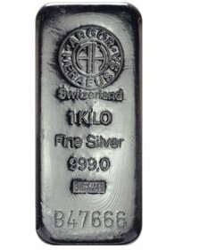 Stříbro, stříbrné cihly argor heraeus 1kg ryzost 999