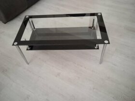 Skleněný designový stolek - Černý - 1
