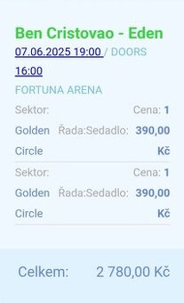 Ben Cristovao Eden - Golden Circle 2 lístky