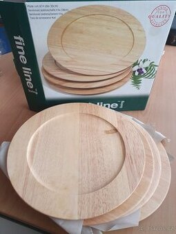 dřevěné servírovací podnosy - 4 ks, talíře 30cm