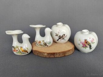 Miniaturní porcelánová váza a svícen ptáček od Arzberg