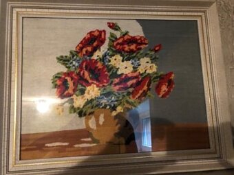 vyšívaný obraz květina