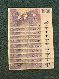 1000kč s přítiskem