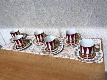 Porcelánová sada šesti hrnečků s talířky Nefertiti J. Ježek