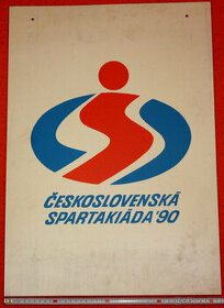 Spartakiáda 1990 neuskutečněná: cedule + odznaky