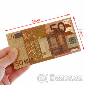 Pozlacená bankovka 24k, suvenýr, záložka do knihy