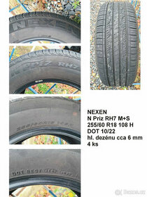 Prodám pneumatiky 255/60 R18