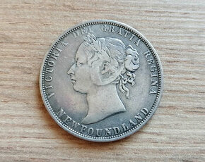 Kanada stříbro 50 Cents 1874 Newfoundland stříbrná mince