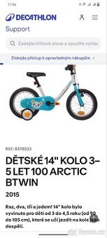 Dětské kolo 14. 800kc.