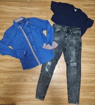 Pánská sada rifle, kosile, triko, velikost M