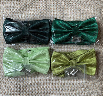 Pánský set motýlek+kapesníček, zelený odstín