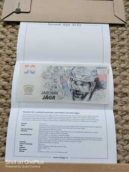 2 x pamětní BANKOVKU vydanou k 50. narozeninám Jaromíra Jágr