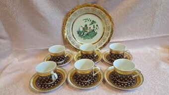 Porcelán sada Bohemia Czechoslovakia hnědozlatá 70.léta
