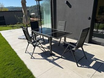 Livarno Home Toronto - Zahradní hliníkový stůl  + 4 židle