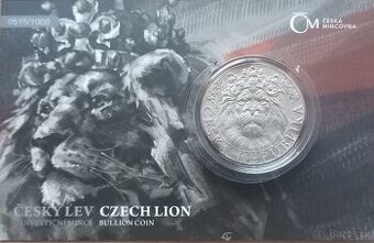 Stříbrná 2OZ mince Český lev 2022 standard číslovaná