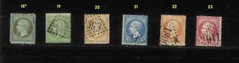 Staré poštovní známky Francie - Napoleon II. Mi: 18 - 23