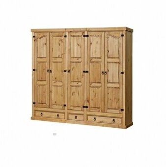 Dřevěná skříň 5dveřová CORONA vosk 162819