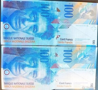 Švýcarské bankovky 100 CH a 10 CH