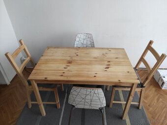 IKEA Jídelní stůl INGO + 4 židle (IVAR, VILMAR) + koberec ZD