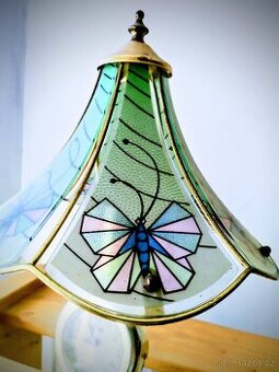 Stolní lampa ve vintage stylu 42cm kov/sklo