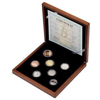 Sada oběžných mincí 2025 proof - dřevěná etue