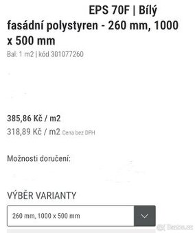 Prodám 44m2 EPS 70F síla 260mm 299,-Kč/m2