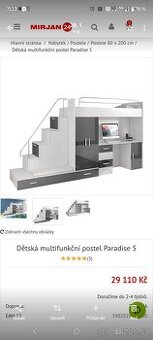 Multifunkční postel se stolem, skříní a přistýlkou