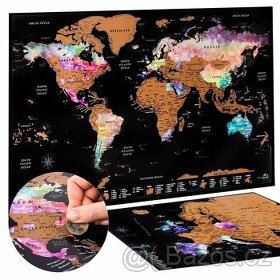 Stírací mapy světa - Podrobné a dekorativní