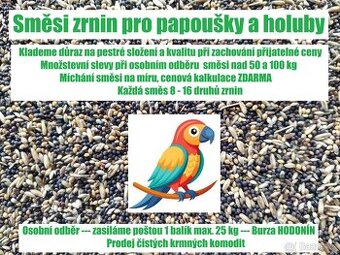 Zrniny, směsi zrnin pro papoušky a holuby - osobně/poštou - 1