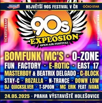 90s EXPLOSION 24.5.2025 (Praha Výstavište) - prodám 3 vstupe