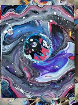 Obraz 30z40 cm, originál, pouring acryl