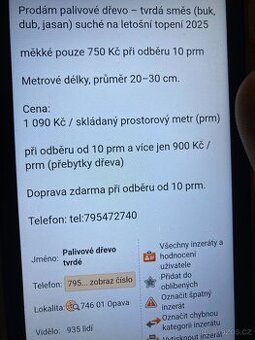 Palivové dřevo v okolí OPAVY