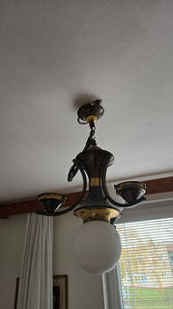 kovový starožitný lustr z první republiky