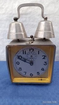 Retro budík se zvonečky,chrom - 1