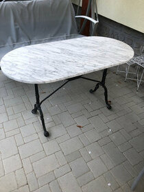 Stůl s bílou mramorovou deskou 60x120 cm