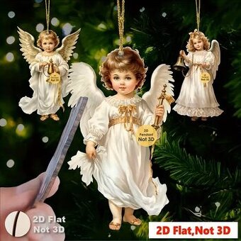 DŘEVĚNÉ VÁNOČNÍ OZDOBY - 12kusů Anděl NOVÉ