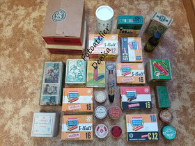 Krabičky od brokových nábojů, staré brokové náboje