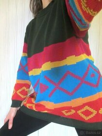 Vintage barevný bavlněný dámský svetr