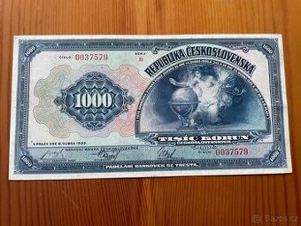 1000 Kč 1932. NEPERFOROVANA