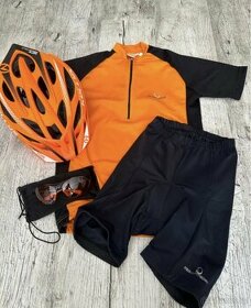 Set na cyklistiku přilba Kellys, brýle Uvex a dres