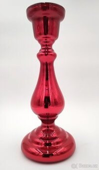 Luxusní skleněná červená svícen 38,5cm 