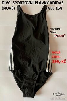 NOVÉ DÍVČÍ SPORTOVNÍ JEDNODÍLNÉ PLAVKY ADIDAS VEL.164